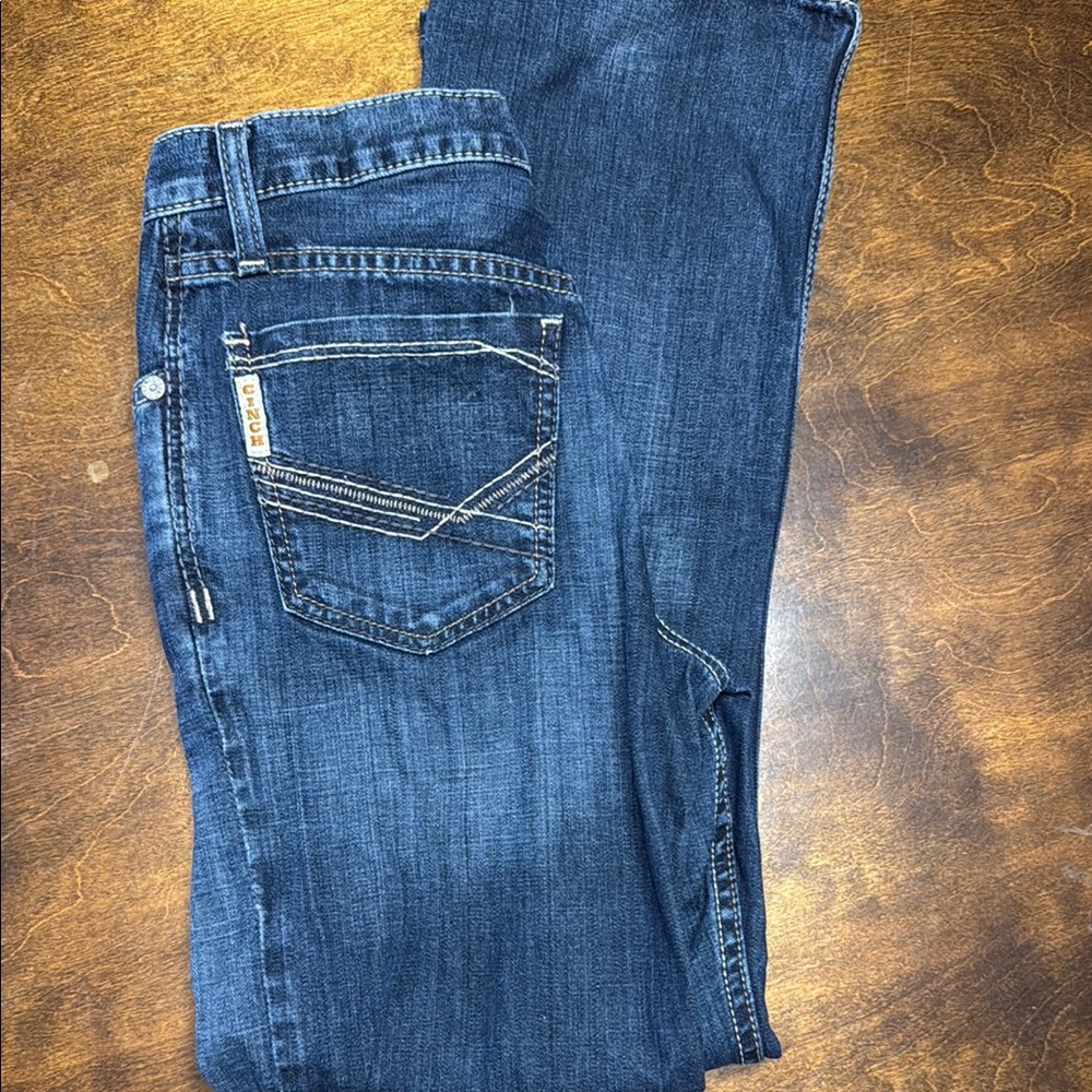 Cinch Men's Ian Dark Stone Wash Mid Rise Slim Fit Boot Cut Jeans 28x30